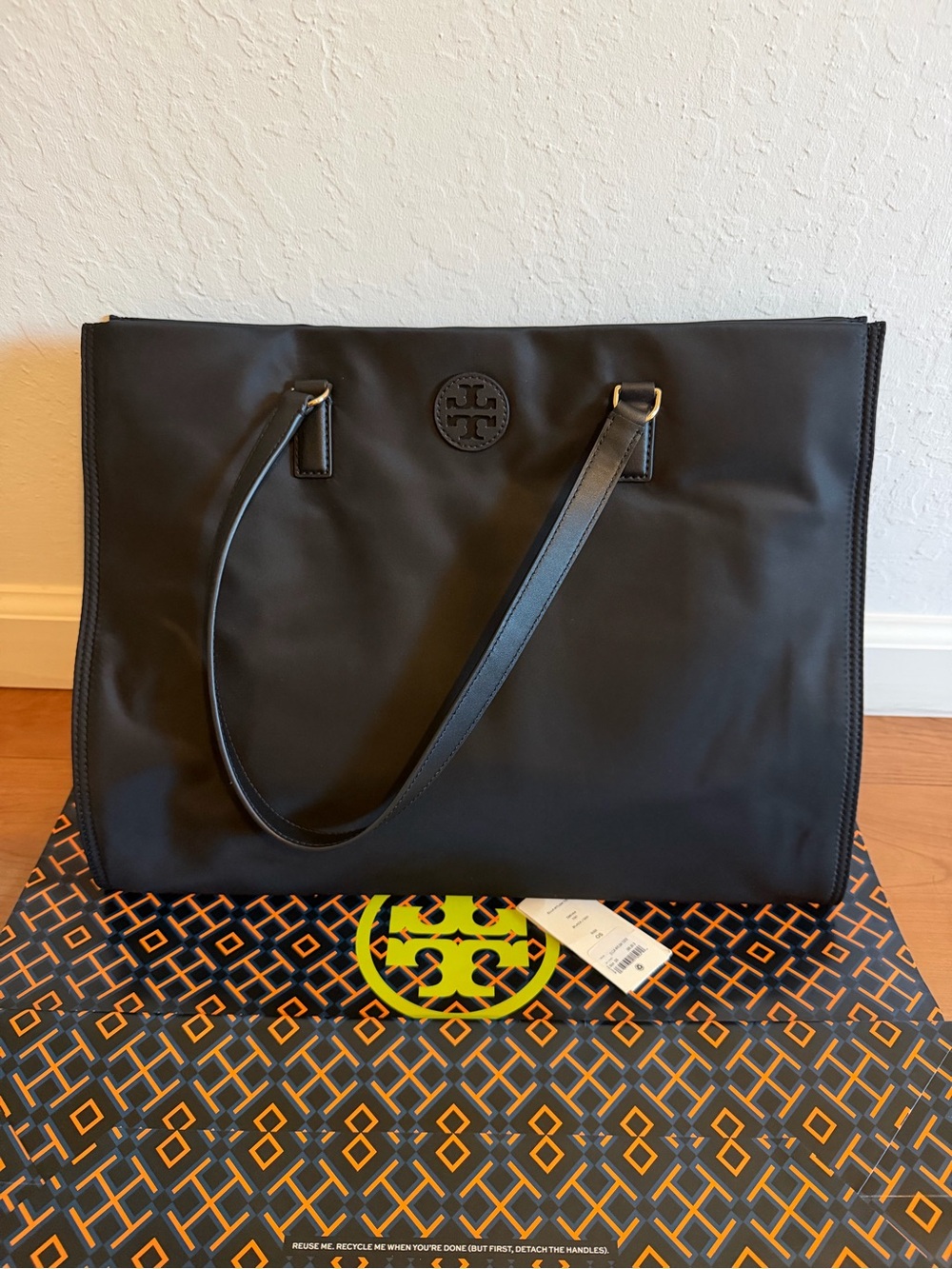 Tory Burch Ella Black Nylon Shoulder Tote